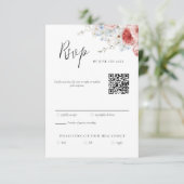 Peach Dusty Blue Floral RSVP (Staand voorkant)