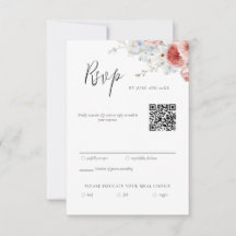 Peach Dusty Blue Floral RSVP