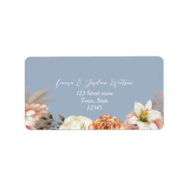 Peach & Dusty Blue Wedding Adres Label