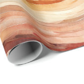 Peach Dusty Cream Waves Verjaardag Cadeaupapier (Rol Hoek)