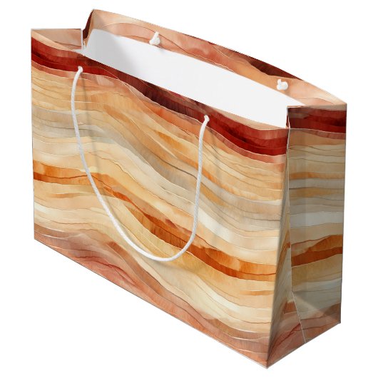 Peach Dusty Cream Waves Verjaardag Groot Cadeauzakje (Achterkant Gekanteld)