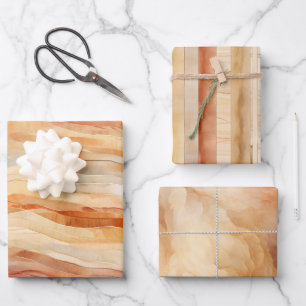 Peach Dusty Cream Waves Verjaardag Inpakpapier Vel