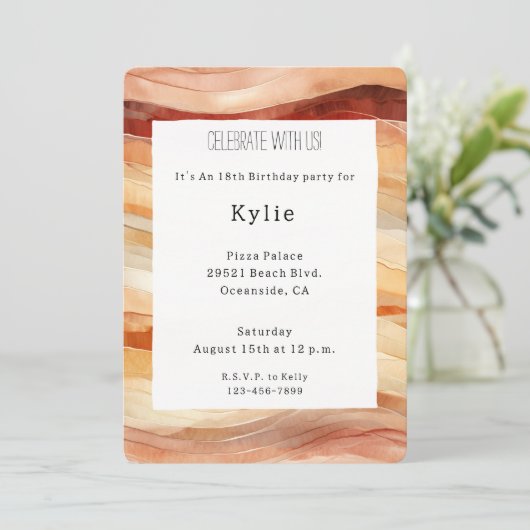 Peach Dusty Cream Waves Verjaardag Kaart (Staand voorkant)