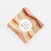 Peach Dusty Cream Waves Verjaardag Servet (Hoek)