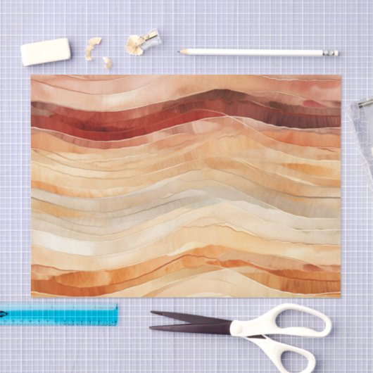 Peach Dusty Cream Waves Verjaardag Tissuepapier (Craft)