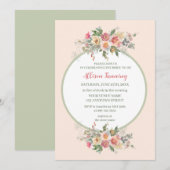 Peach dusty roze roze Waterverf Vrijgezellenfeest Kaart (Voorkant / Achterkant)