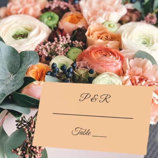 Peach Eenvoudige gestileerde script bruiloft Plaatskaartje