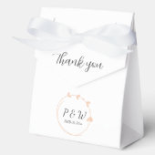 Peach eenvoudige hart krans monogram bruiloft bedankdoosjes (Voorkant)
