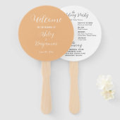 Peach eenvoudige huwelijksceremonie programma handwaaier (Voorkant en achterkant)