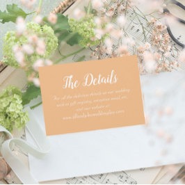 Peach Eenvoudige Stijl Trouwdetails Informatiekaartje