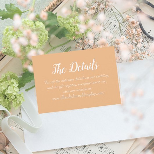 Peach Eenvoudige Stijl Trouwdetails Informatiekaartje