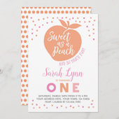 Peach Eerste Verjaardag Uitnodiging (Voorkant / Achterkant)