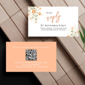 Peach Elegant Bloemen Trouwen RSVP Reageer Informatiekaartje