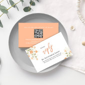 Peach Elegant Bloemen Trouwen RSVP Reageer Informatiekaartje