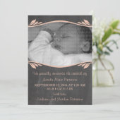 Peach Elegant Chalkboard-Baby Aankondiging (Staand voorkant)
