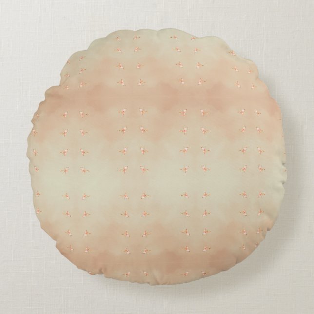 Peach elegant floral butterfly pattern rond kussen (Voorkant)