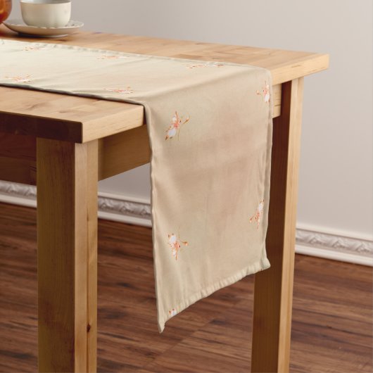 Peach elegant floral butterfly pattern table runne korte tafelloper (Voorbeeld)