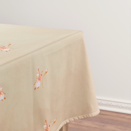 Peach elegant floral butterfly pattern tablecloth  tafelkleed (Voorbeeld)