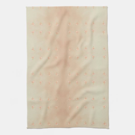 Peach elegant floral butterfly pattern theedoek (Verticaal)