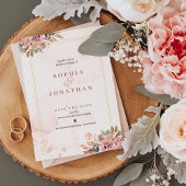 Peach Elegant Neutral Waterverf Floral Wedding Folie Uitnodiging