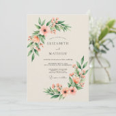 Peach Elegant Spring Wedding Kaart (Staand voorkant)