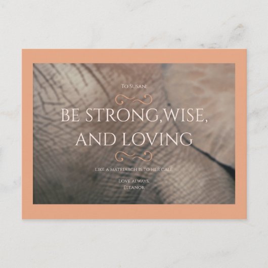 Peach Elephant Baby shower Briefkaart (Voorkant)