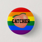 Peach Emoji Gay Bottom Ronde Button 3,2 Cm (Voorkant)