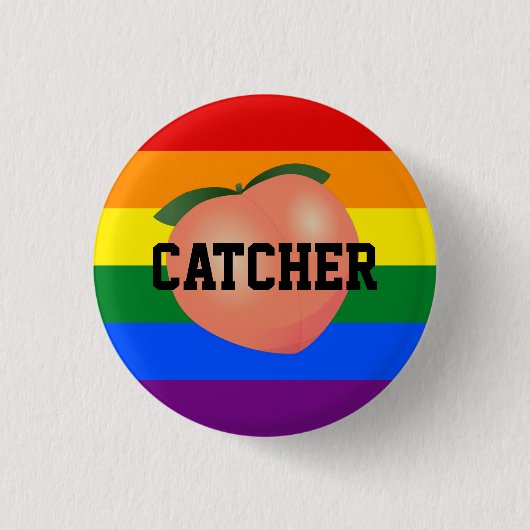 Peach Emoji Gay Bottom Ronde Button 3,2 Cm (Voorkant)