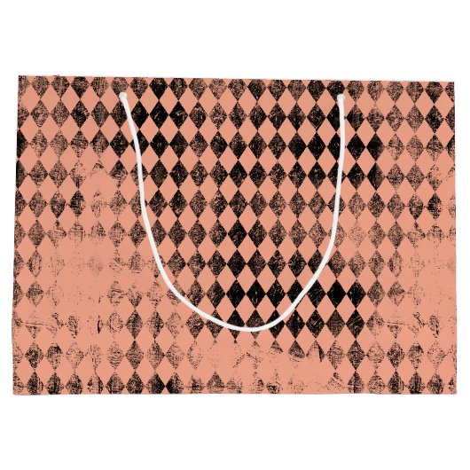 Peach en Black Distressed Harlequin Groot Cadeauzakje (Achterkant)