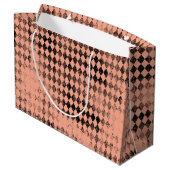 Peach en Black Distressed Harlequin Groot Cadeauzakje (Achterkant Gekanteld)