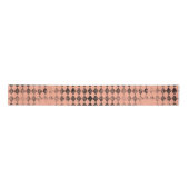Peach en Black Distressed Harlequin Satijnen Lint (Voorkant)