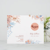 Peach en blauw tropical service menu brochure (Staand voorkant)