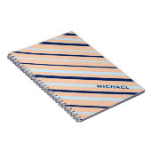 Peach en Blue Diagonal Striped Personated Notitieboek (Rechterzijde)