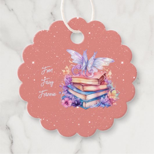 Peach en Blue Fairy Book Party Dank u Bedankjes Labels (Voorkant)