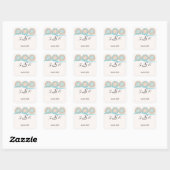 Peach en Blue Sand Dollars Beach Monogram Sticker (Vel)