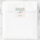 Peach en Blue Sand Dollars Beach Monogram Sticker (Tas)