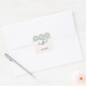 Peach en Blue Sand Dollars Beach Monogram Sticker (Envelop)
