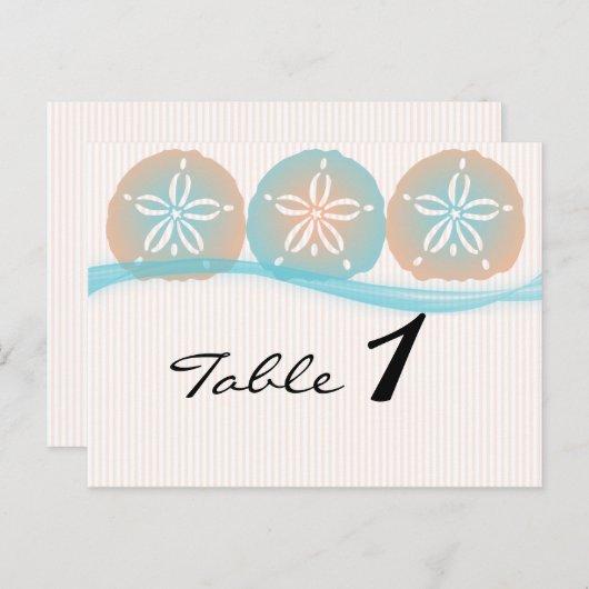 Peach en Blue Sand Dollars Tafelnummer (Voorkant / Achterkant)