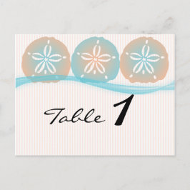 Peach en Blue Sand Dollars Tafelnummer