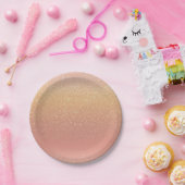 Peach en Gold Glitter Ombre Kids Verjaardagsfeestj Papieren Bordje (Feest)