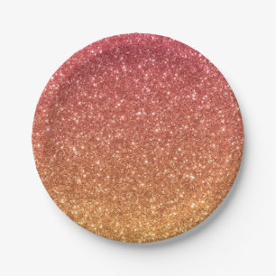 Peach en Gold Glitter Ombre Kids Verjaardagsfeestj Papieren Bordje