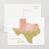 Peach en Gold Glitter sturen liefde uit Texas Briefkaart (Voorkant / Achterkant)