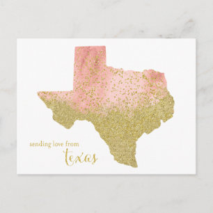Peach en Gold Glitter sturen liefde uit Texas Briefkaart