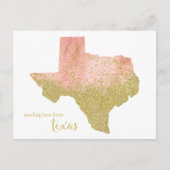 Peach en Gold Glitter sturen liefde uit Texas Briefkaart (Voorkant)