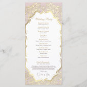 Peach en Gold Monogram Huwelijksprogramma Programmakaart (Achterkant)
