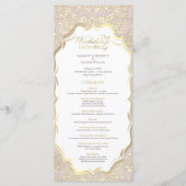 Peach en Gold Monogram Huwelijksprogramma Programmakaart (Voorkant)