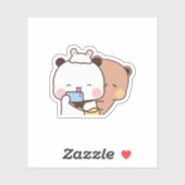 Peach en Goma Mochi Beer paar selfie Sticker (Vel)