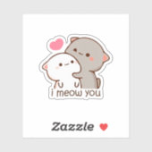 Peach en Goma Mochi Cat, ik miauw je Sticker (Vel)