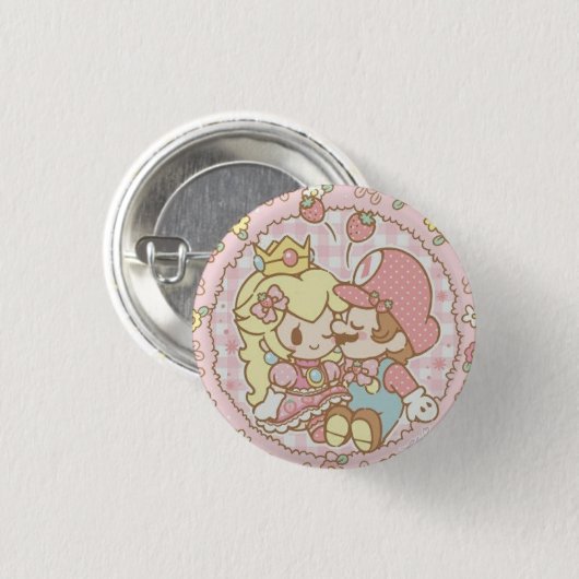 Peach en Mario Ronde Button 3,2 Cm (Voorkant /achterkant)