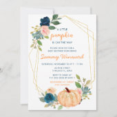 Peach en Navy Blue Pumpkins Baby shower Kaart (Voorkant)